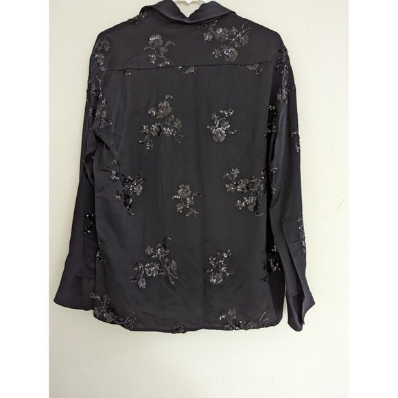 ZARA FLORAL SEQUIN EMBROIDERED SHIRT BLACK XS,S,M,L - Picture 14 of 14